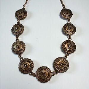 Bronze Color  Metal Southwestern Boho Cowgirl Concho Western Necklace